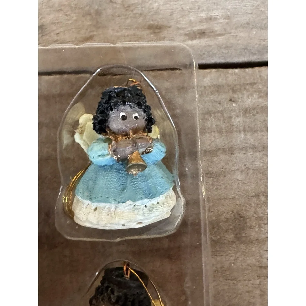 Gift Co. Set Of 6 Afro American Polystone‎ Mini Ornaments, Vintage